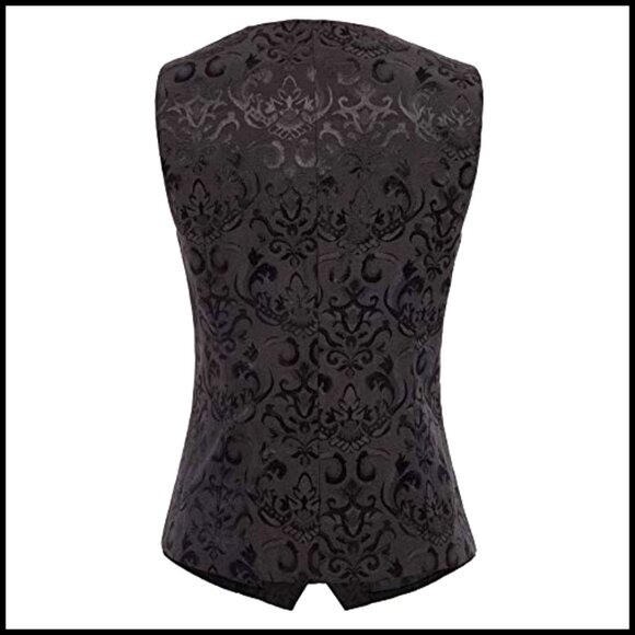 Women's Jacquard Vest with Pockets Sleeveless Blazer for Steampunk Costume